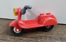 LEGO Red Scooter Motorcycle Vespa Moped w/ Gray Handlebars City Town Vehicle