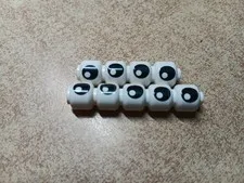 LEGO LOT 9 WHITE MINIFIGURE HEAD LARGE BLACK EYE PUPIL PATTERN #3626