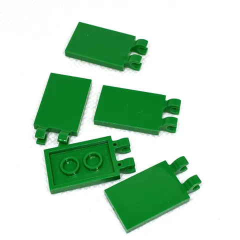 LEGO Parts - Green Tile, Modified 2 x 3 with 2 Open O Clips - No 30350b - QTY 5
