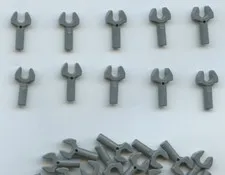 LEGO x 20 Dark Bluish Gray Bar 1L with Clip Mechanical Claw - Cut Edges
