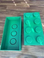 LEGO Storage Container Stackable 8 Stud Brick Dark Green Cleaned - ONE