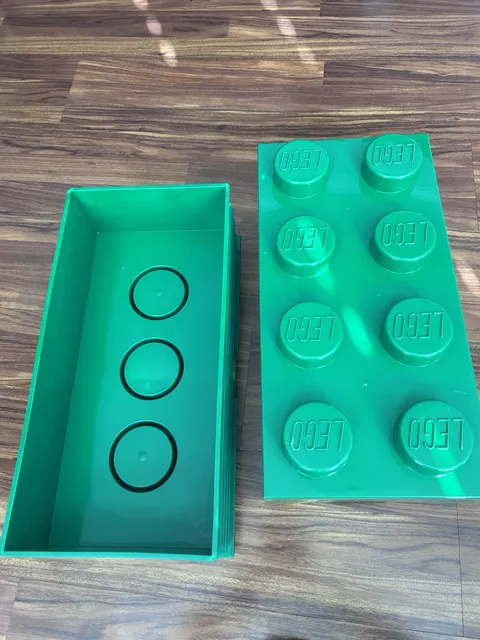 LEGO Storage Container Stackable 8 Stud Brick Dark Green Cleaned - ONE