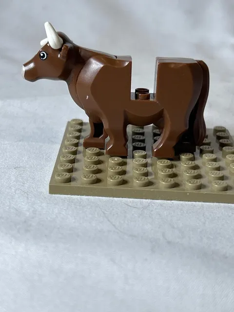 Lego Minifigure Reddish Brown Cow with Curved Horns Retired Farm Animal