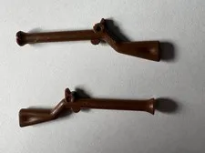 2 Vintage LEGO 2561 Brown Flintlock Musket Rifles Pirates 1989 Minifigure Lot