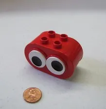 Rare Lego Duplo RED GOOGLY EYES EYE FACE PART Vintage 4x2 Head Block