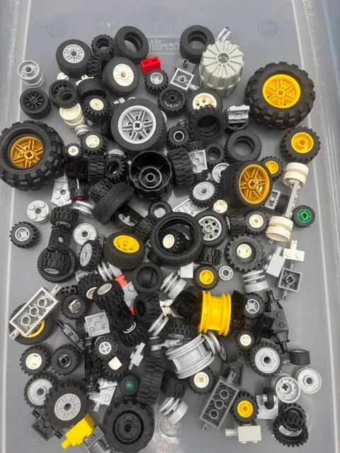 1 lb. Bulk Lego Wheels, Tires, and Axels (Lot B)