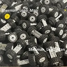 Lego 1/2 lb Pound Matched Wheels + Tires + Axles Car Truck Medium Size: 25 Packs