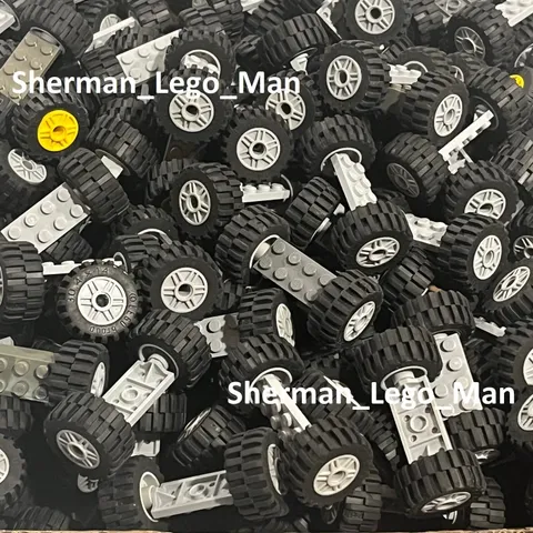 Lego 1/2 lb Pound Matched Wheels + Tires + Axles Car Truck Medium Size: 25 Packs