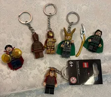 LEGO LOT OF MARVEL AVENGER KEYCHAINS MINIFIGS IRON MAN LOKI DR STRANGE SCARLET