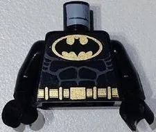 LEGO - Minifig, Torso Batman Logo in Gold Oval with Muscles & Gold Belt 