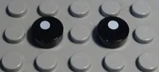 Lego Tile - Tile Round 1x1 Black with Decor 2 Pieces