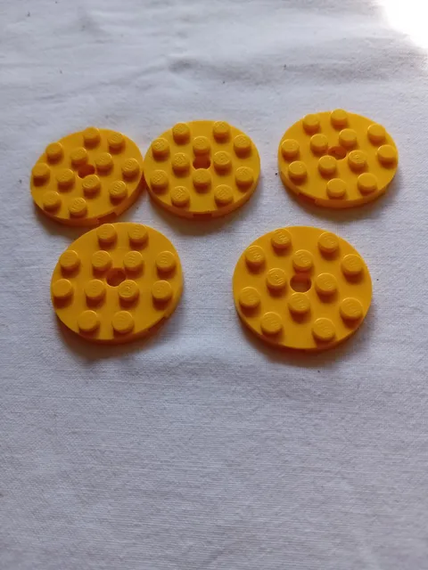 No 95 5 X Lego Plate 4x4 Round 60474 Yellow