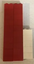 Lego 1x2 Brick Lot Of 25 Pieces Parts 2 Pegs Toy Toys Red And White