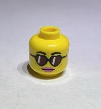 Lego Yellow Minifig Head 2 Sides Woman Heart Glasses Smile Pink Lipstick New 