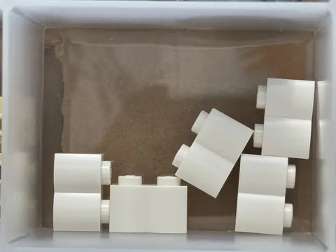 LEGO Parts - White Brick, Modified 1 x 2 with Log Profile - No 30136 - QTY 5