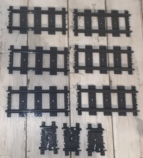 *LEGO LOT 9pcs*Train Tracks RC *Straight #53401 x 6/#64022 x 3 Flexible Section*