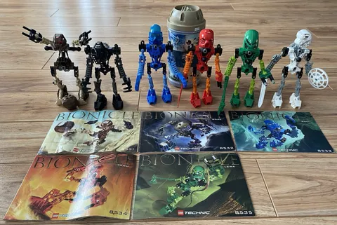 Lego Bionicle TOA MATA Complete Set 8531-8536 with BOULDER & 5 Manuals