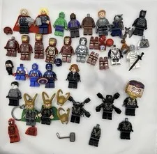 Huge LEGO Marvel Super Heroes Minifigure Lot Parts Iron Man Mark 17 Thor Loki