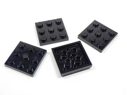 LEGO Lot of 4 Black 3x3 Plates S9