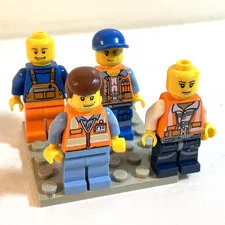 LEGO CONSTRUCTION WORKER Minifigure Lot 4 Figures