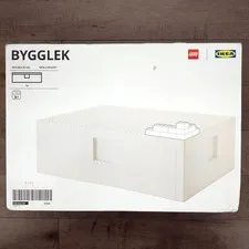 New Sealed LEGO & IKEA BYGGLEK Storage Box With Lego-Compatible Lid 35x26x12