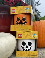 2022 LEGO Pumpkin Jack O Lantern & Skeleton Skull Storage Head Small Halloween