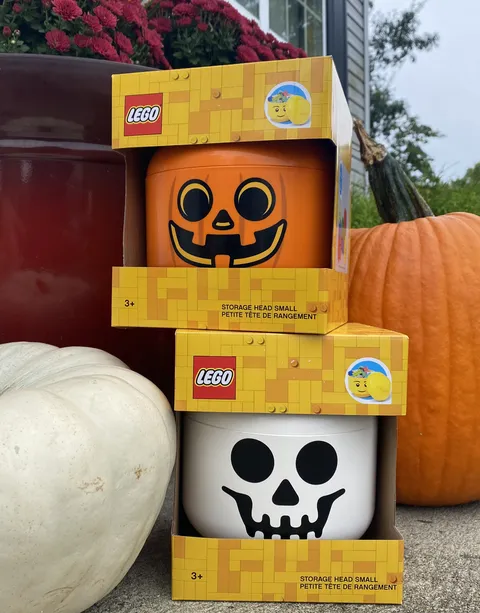 2022 LEGO Pumpkin Jack O Lantern & Skeleton Skull Storage Head Small Halloween