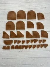 LEGO MEDIUM NOUGAT LOT 35 PCS 8X8 6X6 3X3 ROUND CUT CORNER PLATE VARIETY