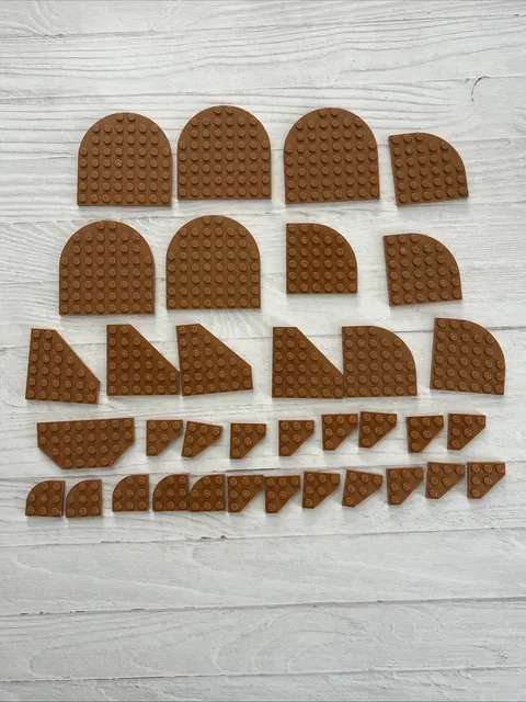 LEGO MEDIUM NOUGAT LOT 35 PCS 8X8 6X6 3X3 ROUND CUT CORNER PLATE VARIETY