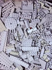 LEGO Light Grey Bulk +200 Mixed Bricks and Pieces *CLEAN*