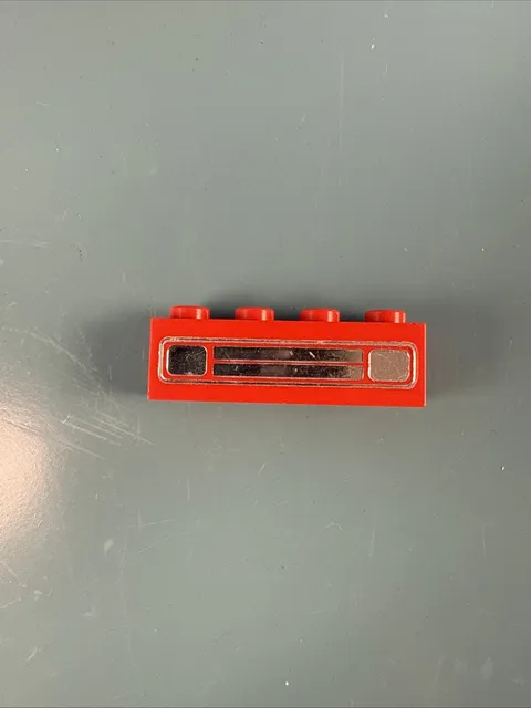 Lego x1 Red 1x4 Brick, Embossed Chrome grill 3010pb035e