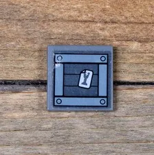 LEGO Gray Tile 2 x 2 Crate Lid with Wooden Boards and Cracked Goblet 3068pb2108