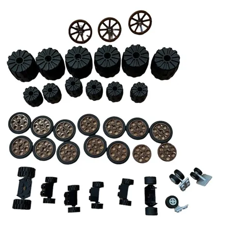 LEGO Big Lot of 38 Wheels Incl Black Hard Space Wheels Cars Technic Pulleys VTG