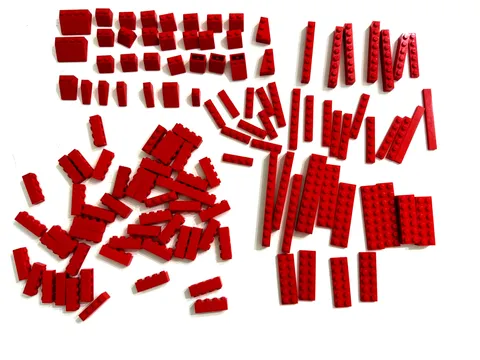 LEGO Red Bricks & Plates Lot - 101 Pcs Bulk 1x4 Bricks Slopes Parts Pieces MOC