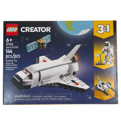 LEGO Creator Space Shuttle 31134 Unisex White 3-in-1 Building Toy Set 144 Pcs