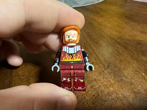 Custom UV Printed Star Wars Obi Wan Kenobi LEGO Minifigure Fire Theme