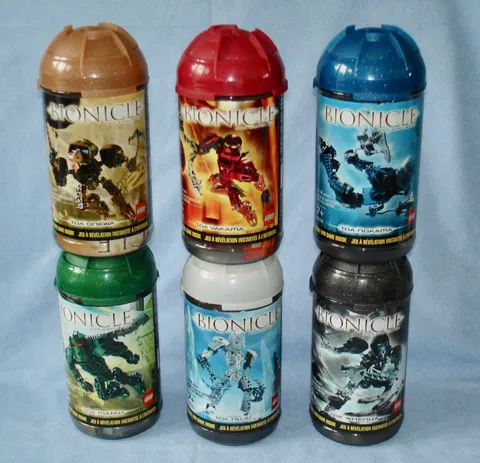 2004 Lego Bionicle TOA METRU NUI (8601- 8606) in Rare GLITTER CANISTERS