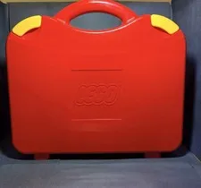 Vintage LEGO Red Storage Carry Case Organizer Box w/ Dividers 10” by 10 1/2”