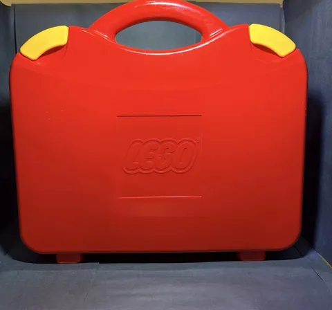 Vintage LEGO Red Storage Carry Case Organizer Box w/ Dividers 10” by 10 1/2”