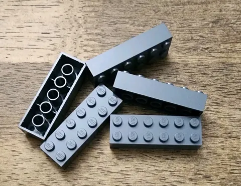 LEGO Dark Bluish Gray Brick 2 X 6. QTY 5. Part No. 2456.