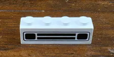 LEGO White Brick 1 x 4 with Car Grille Black Pattern (Surface Print)