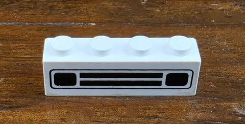 LEGO White Brick 1 x 4 with Car Grille Black Pattern (Surface Print)