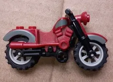 Lego Dark Red Motorcycle Vintage with Dark Bluish Gray Trim 85983pb02c01