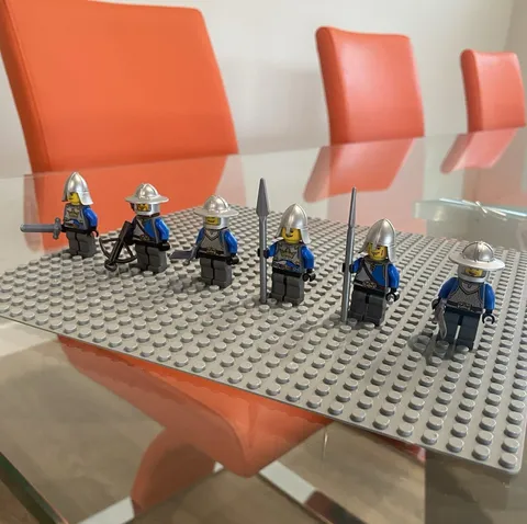 LEGO Castle Blue Lion Knights Knight Minifigure Lot of 6 with Weapons
