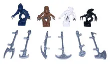 Lego Bionicle mini Toa Hordika four 2" figures & six weapons as pictured