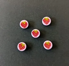 Set Of 5 Lego Strawberry 1x1 Round Tile Pieces Pre-owned