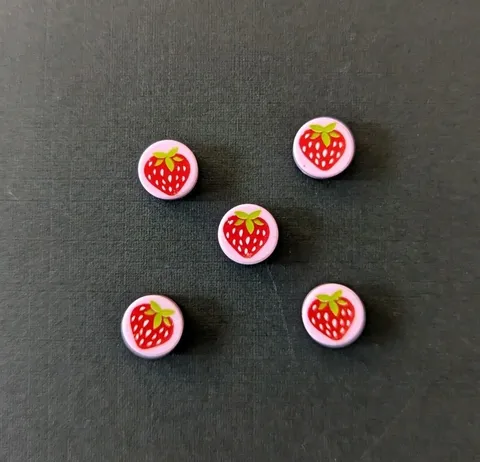 Set Of 5 Lego Strawberry 1x1 Round Tile Pieces Pre-owned