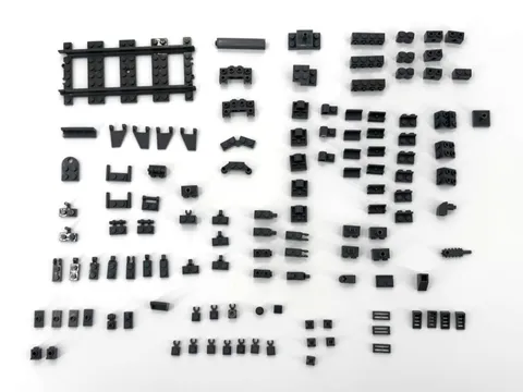 LEGO Dark Gray Replacement Parts 120+ Pieces Straight Railway Track + More