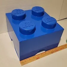 LEGO by Room Copenhagen 4-Stud Stackable Storage Brick Box w/ Lid BLUE 4x4 Block
