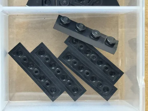 LEGO Parts - Black Plate 1 x 4 - No 3710 - QTY 5
